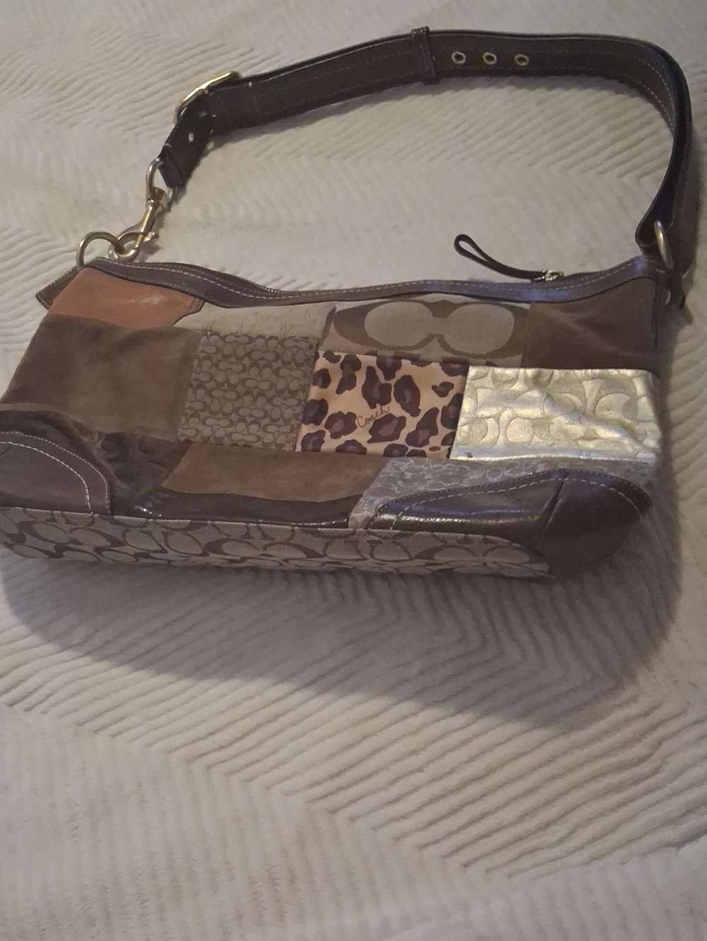 Vintage Y2K Coach Signature Patchwork Hobo Shoulder Bag F12842